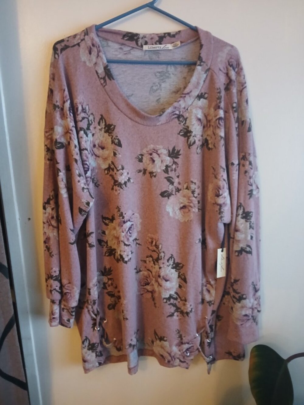 Liberty Love women's pink floral sweater 3XL